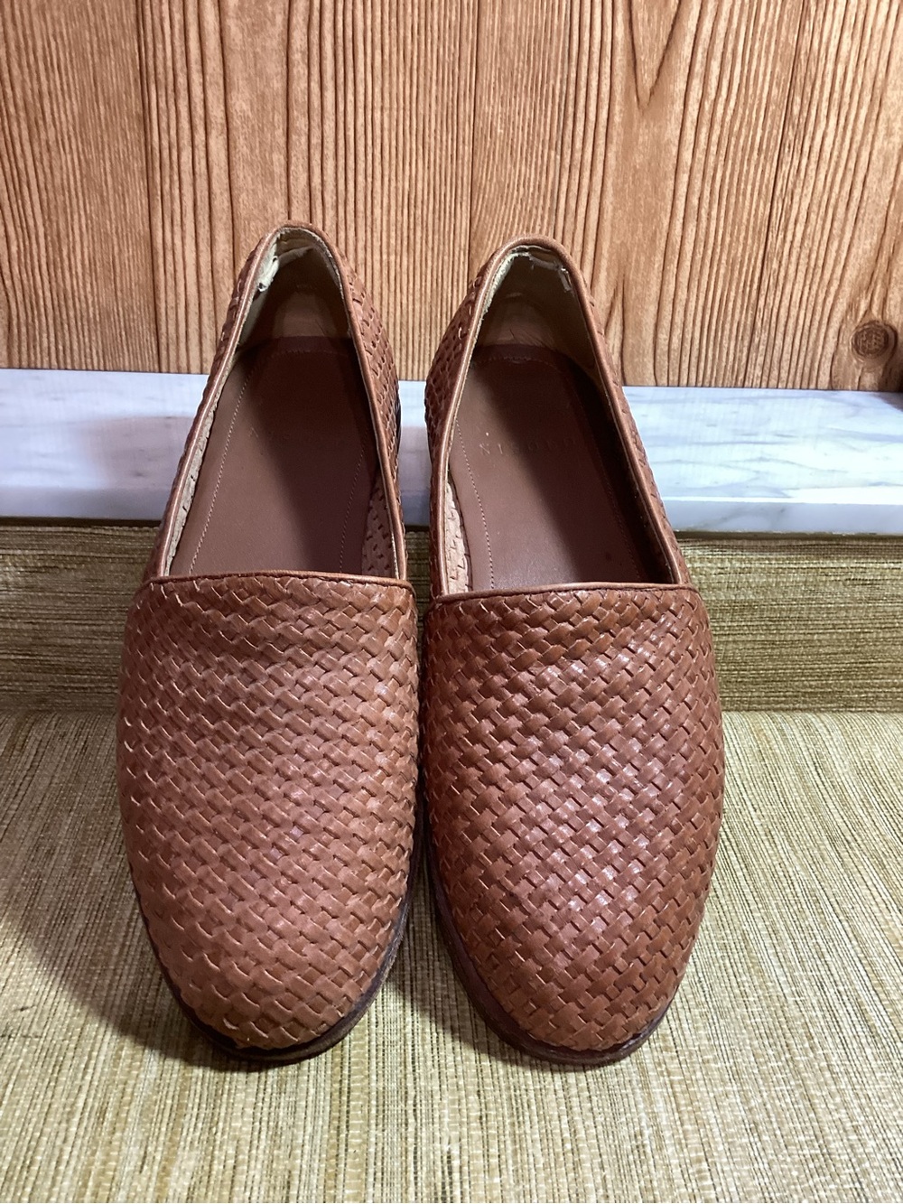 Nisolo Alejandro Men's Brown leather Woven Slip-On Loafers